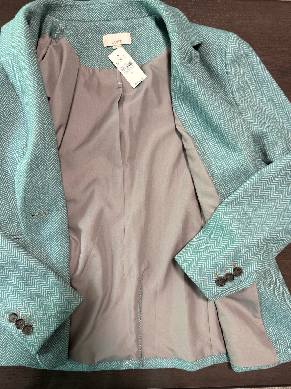LOFT Sport Turquoise One Button Wool Blend Blazer Size 2 - Picture 8 of 9